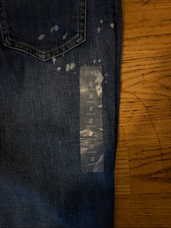 Ralph Lauren woman’s  Skinny Paint-Splatter Dark Blue Jeans - Picture 6 of 15